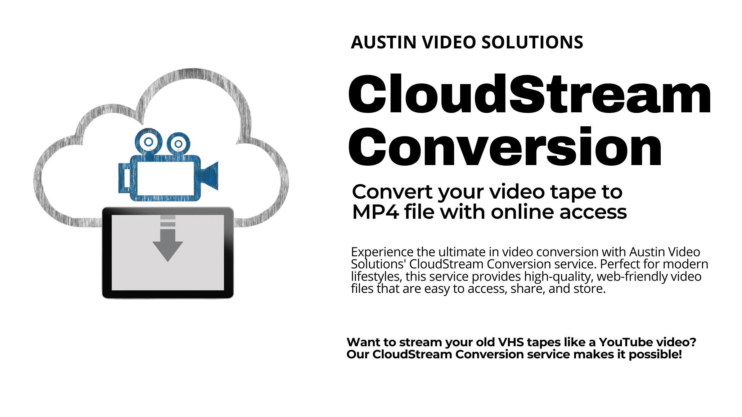 Austin Video Solutions offers professional video editing and post-production services, specializing in videotape conversion.