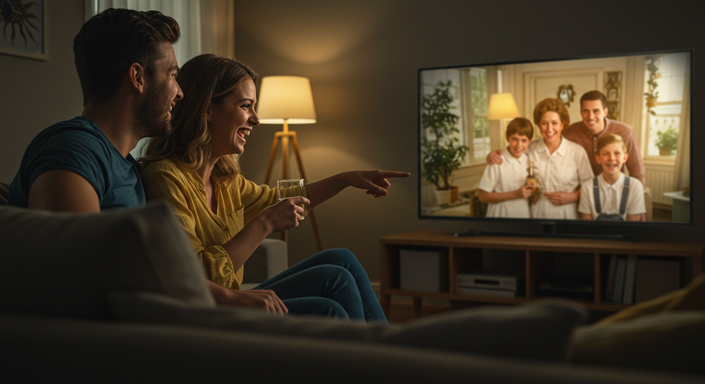 Couple watching digitized film