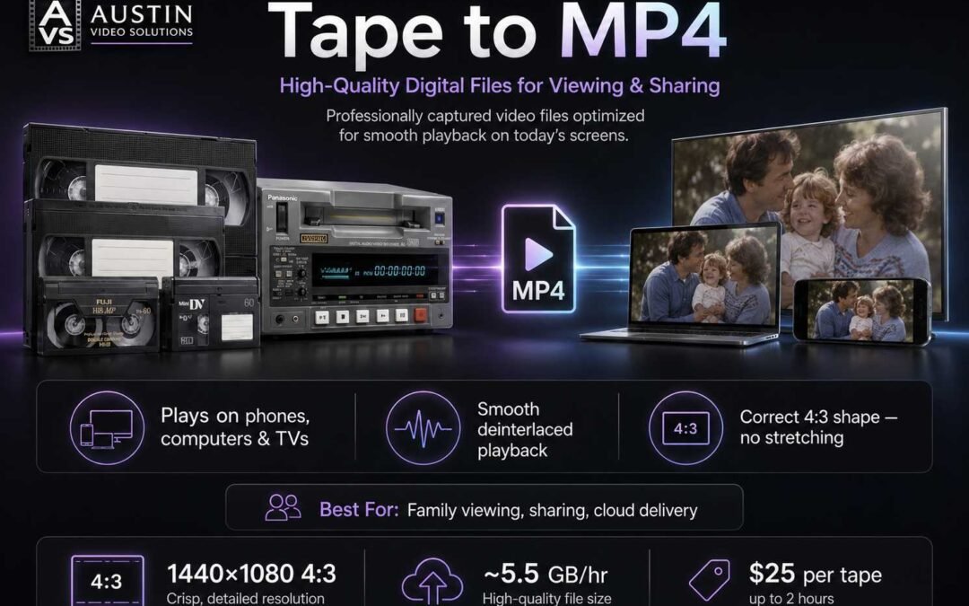 Tape to MP4 conversion service at Austin Video Solutions in South Austin